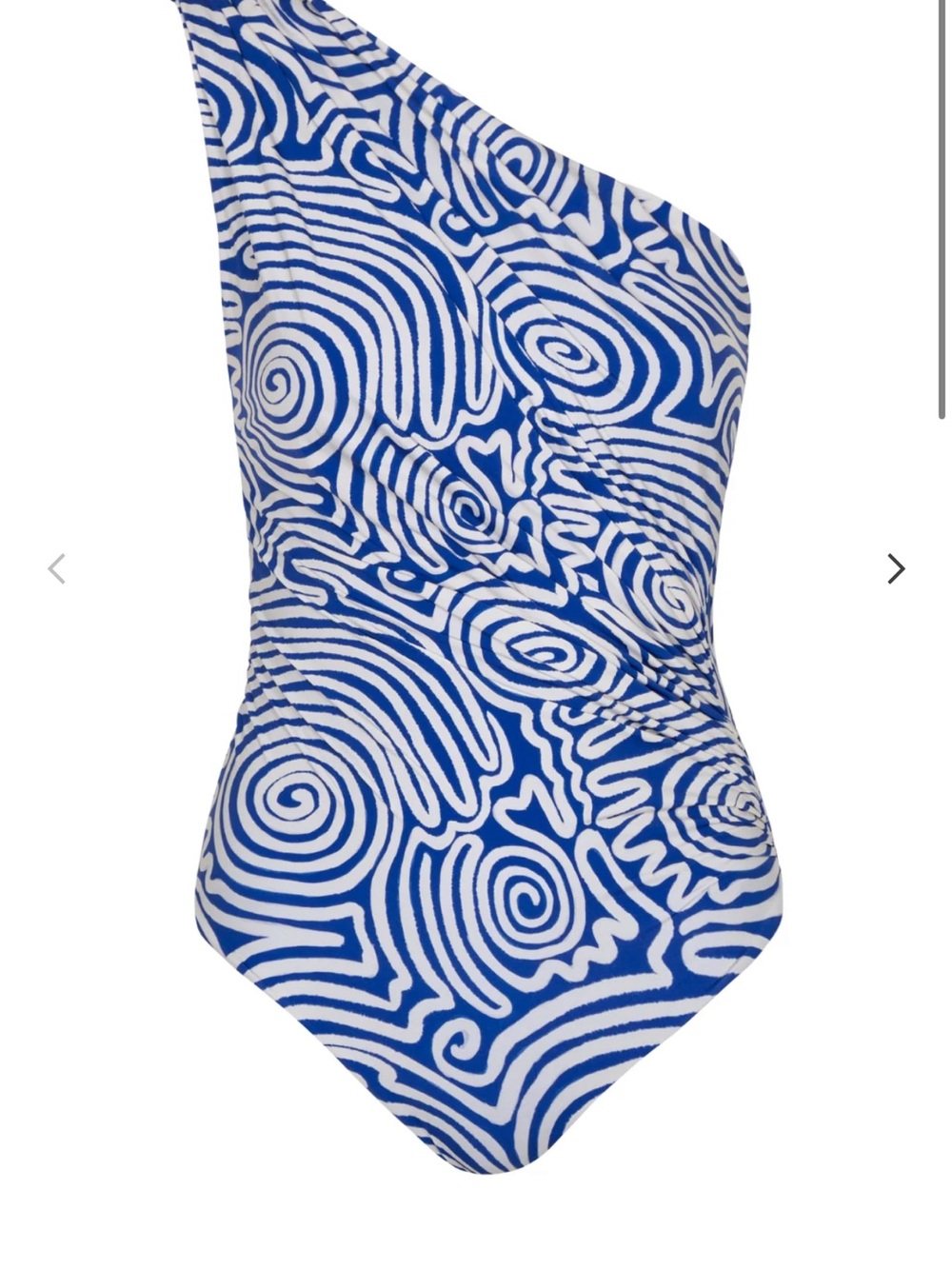 One-Shoulder Blue & White Swirl One-Piece Swimsuit